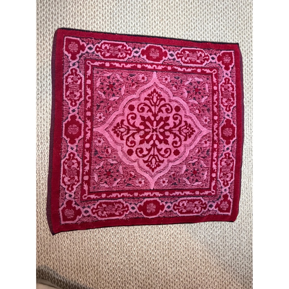 Vintage Callaway Royal Mosque bath Towel mat Pink Red Damask Cotton Made in USA